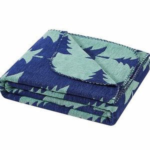 JOYLAND Chenille Blue and Green Throw 50” X 60”